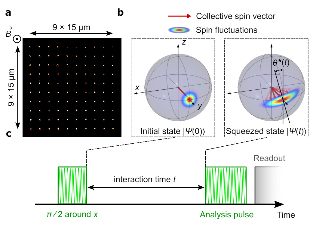 Generation of spin-squeezed states in a dipolar Rydberg atom array